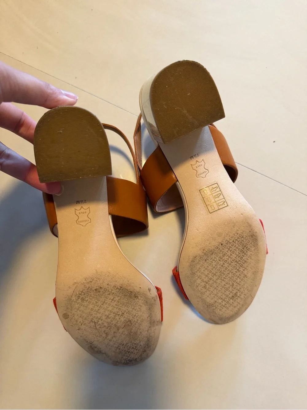 Tory Burch Red Suede & Tan Leather Open-Toe Slingback Sandals